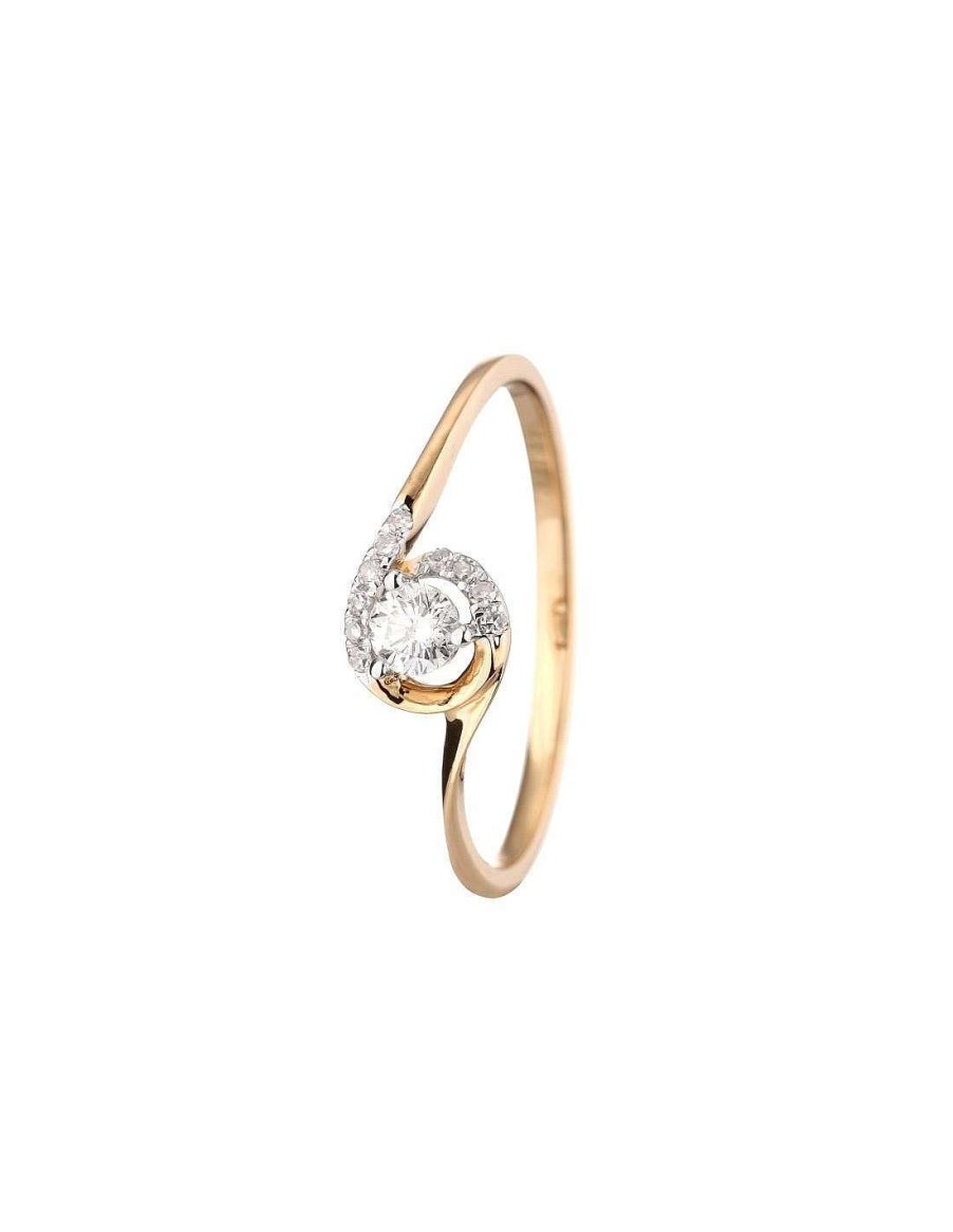 Joaillerie Diamanta  | Bague Or Jaune 375/1000 Bouton De Rose Diamant 0,18Ct