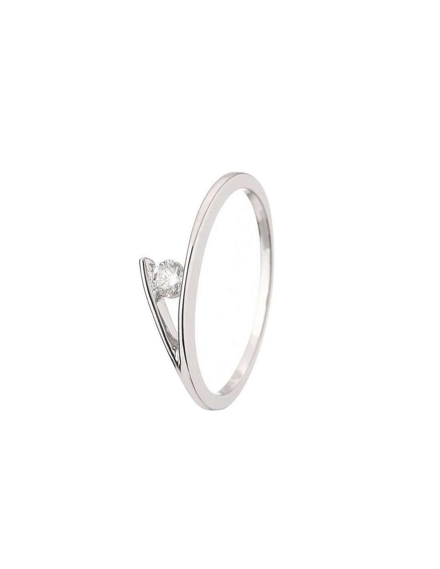 Joaillerie Diamanta  | Bague Or Blanc 375/1000 Trendly Diamant 0,11Ct