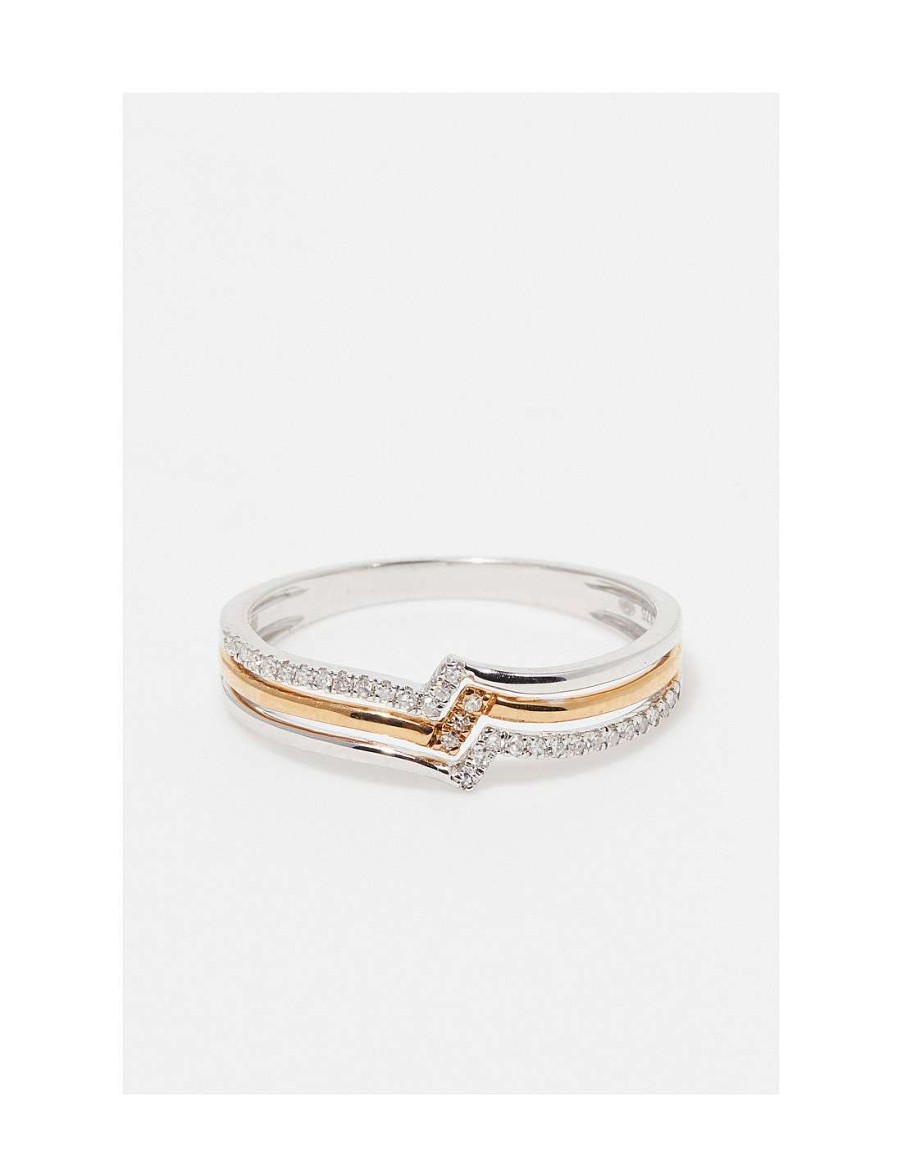 Joaillerie Diamanta | Bague Or Bicolore 375/1000 Diamant 0,08/31 •  Chicsbijoux