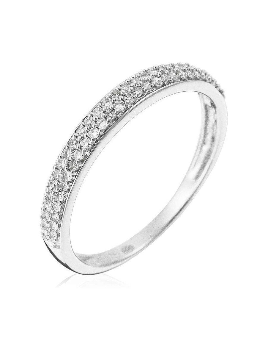 Joaillerie Diamanta  | Bague Or Blanc 375/1000 "Alliance Granite" Diamant 0,20Ct/57