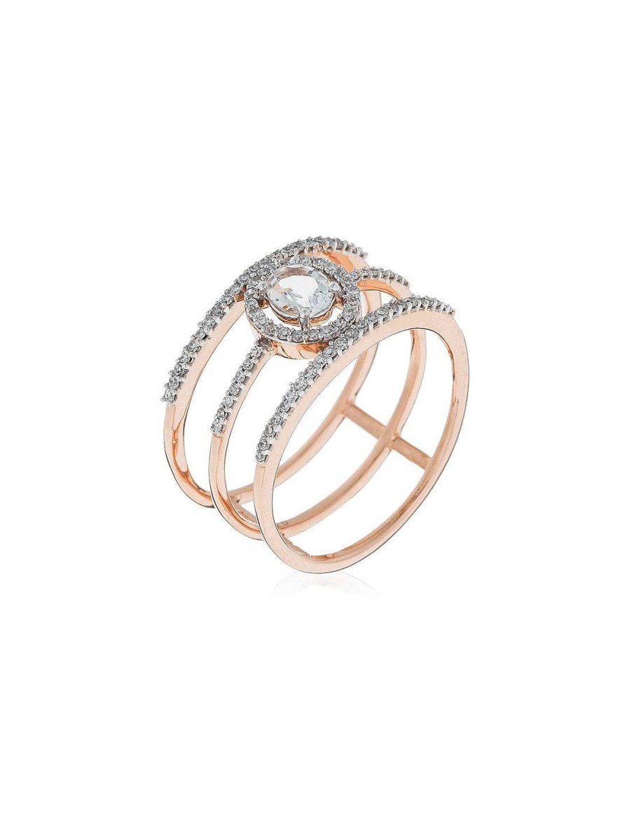 Joaillerie Diamanta  | Bague Or Rose 375/1000 Magical Diamant 0,3Ct Topaze 0,3Ct