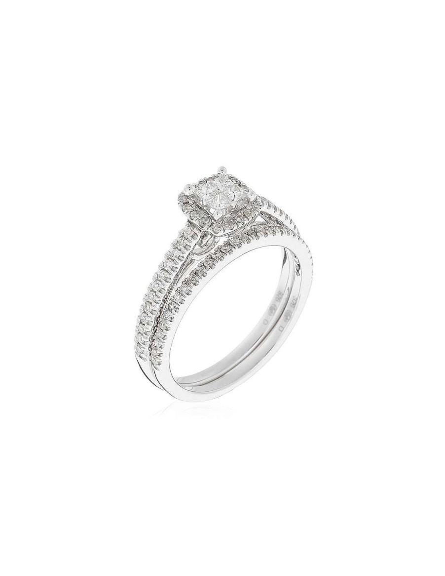 Joaillerie Diamanta  | Bague Or Blanc 375/1000 Brillant Duo Diamant 0,52Ct