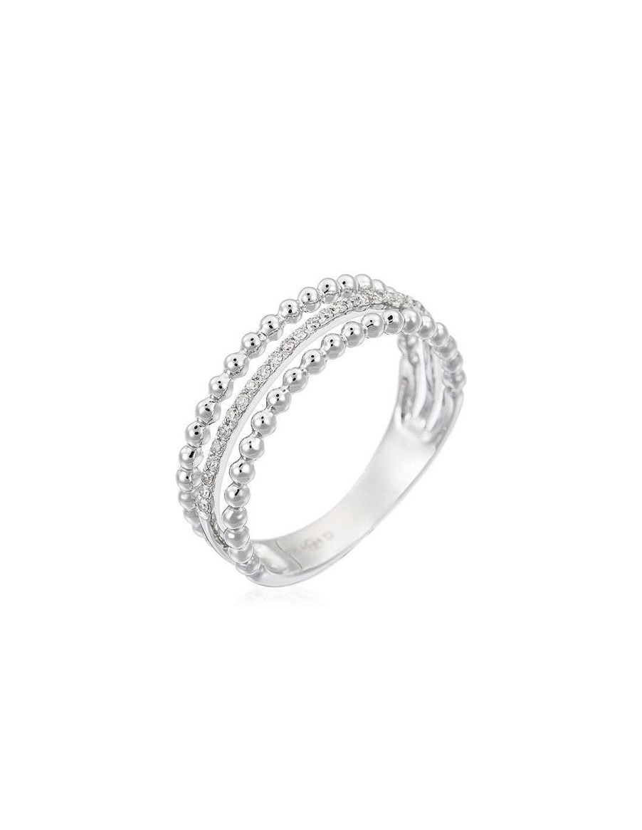 Joaillerie Diamanta  | Bague Or Blanc 375/1000 Trois Liens Diamant 0,09Ct